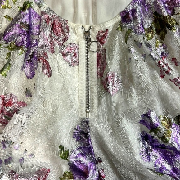 Revolve For Love and Lemons Wildflower Foil Lace Mini Dress in Lavender Sz small - Picture 12 of 15